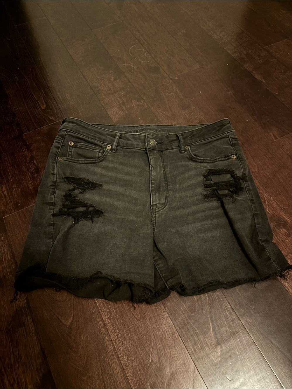 American Eagle Outfitters Black Distressed Denim Shorts